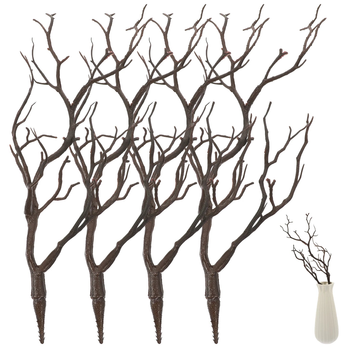 4pcs Artificial Dried Branch Simulate Antler Tree Branch Fake Plastic Decor Natural Antler Decor Dried Bouquet Home Xmas Adorn