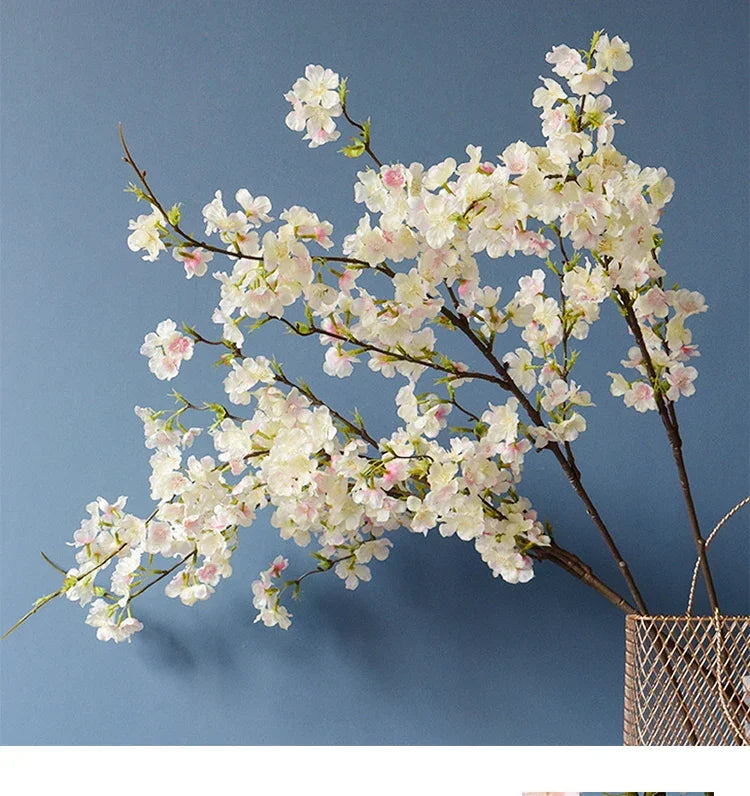 Artificial Cherry Blossom Branches, Silk, Pink, White, Fake Plant, Living Room, Home, Wedding Arch, DIY Decorative Floral, 109cm