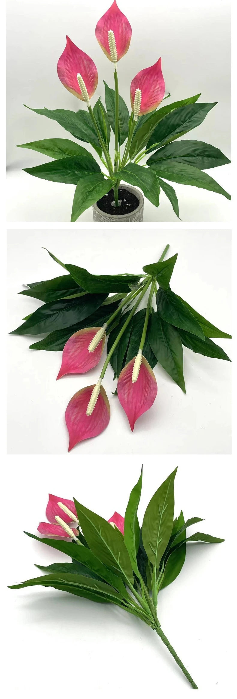 Artificial Green Plants Fake Anthurium  Potted Plants Desktop Ornaments Home Decoration Wedding Venue Decoration Fake Flowers