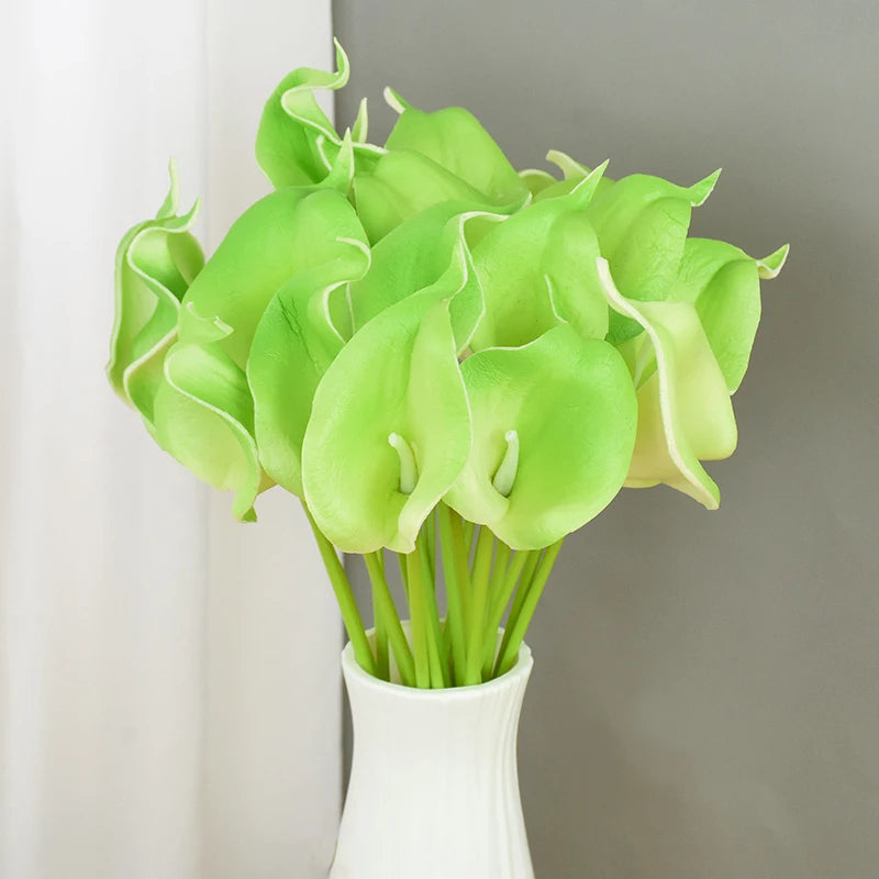 5Pcs White PU Fake Flower Artificial Real Touch Calla Lily For Wedding Bridal Bouquets Home Table Flowers Bouquet Decorations