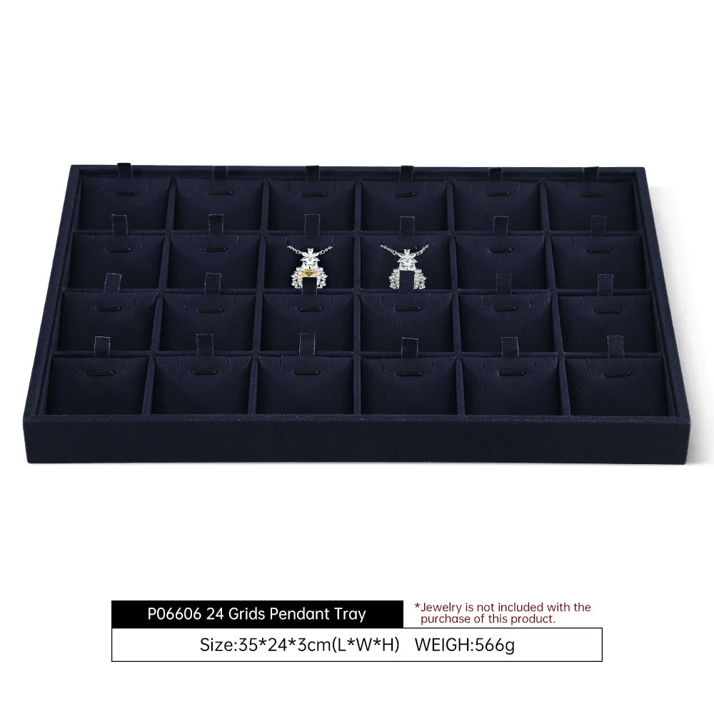YinBeiNi Linen Stackable Ring Earring Bracelet Necklace Display Tray Jewelry Storage Drawer Insert Organizer Holder Tray P062