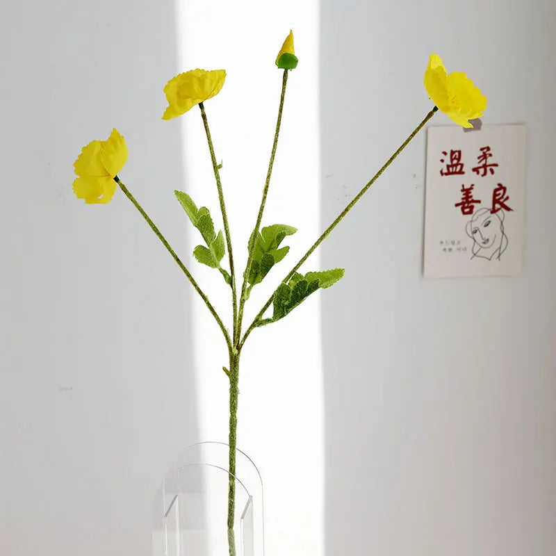 Artificial Silk Flowers Simulation Poppies Wedding Decoration Long Fake Poppy Branch Home Table Decor Ornaments Wedding Flowers