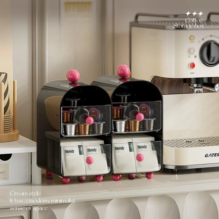 Coffee Organizer Desktop Corner Tea Bag Storage Box Drawer Sle Office Tea Water Room Table Storage Rack Capsule Coffee Organizer