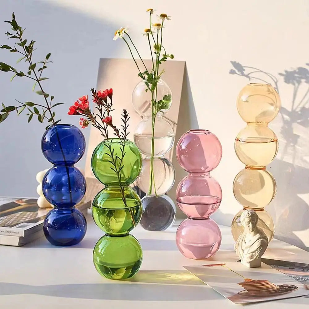Crafts Romantic Glass Vase Simple Modern Hydroponic Flower Pot Funny Creative Spherical Flower Vase Dining Room