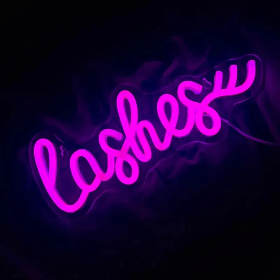 Neon Sign Eyelashes Light Pink Glow LED Sign USB Powered for Lash Room Decor Girls Make up Beauty Bar Decor Home Wall Decor