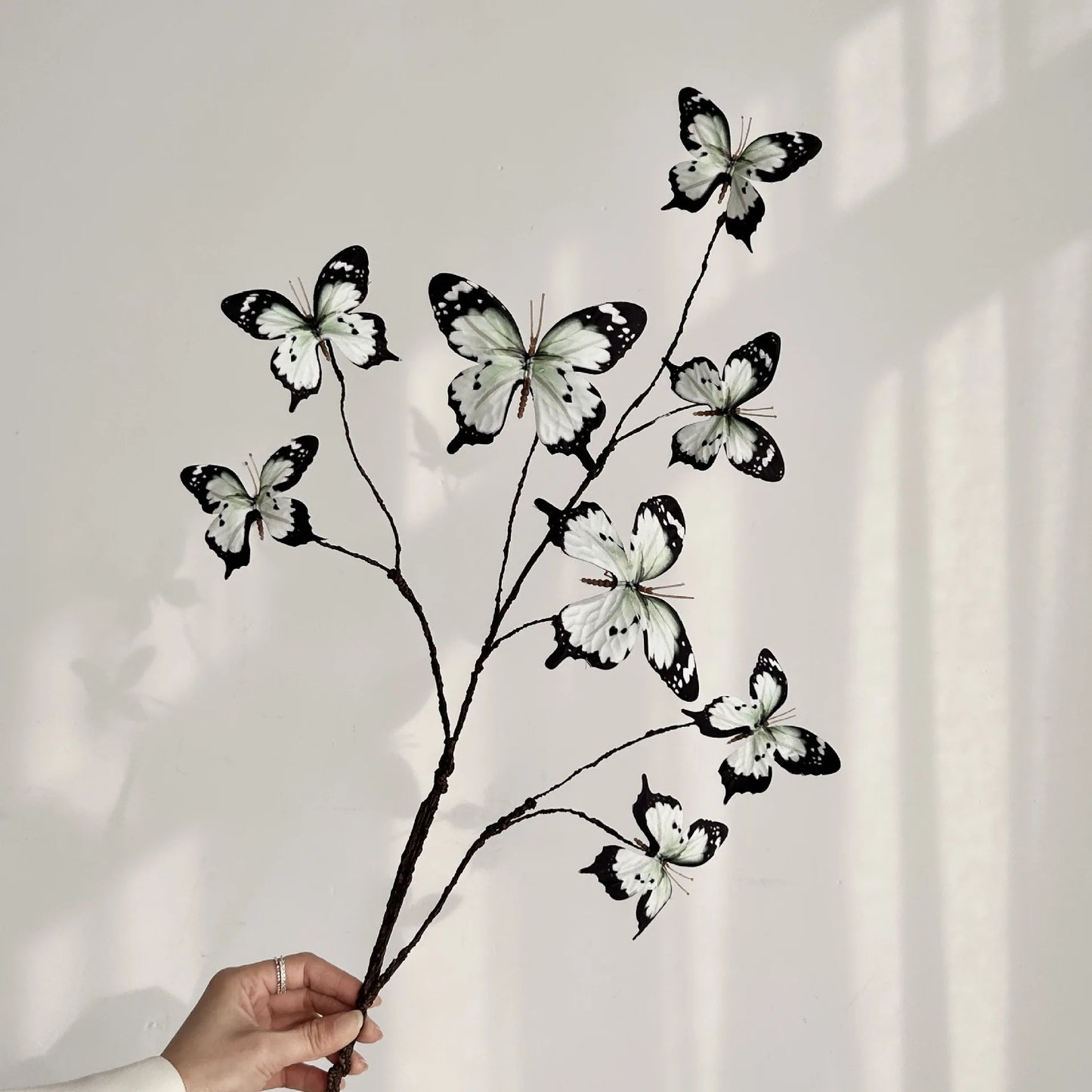 27.6 Inch Artificial Butterfly Flowers with Dried Branches Faux Floral Arrangement for Home Decor Window Display Wedding
