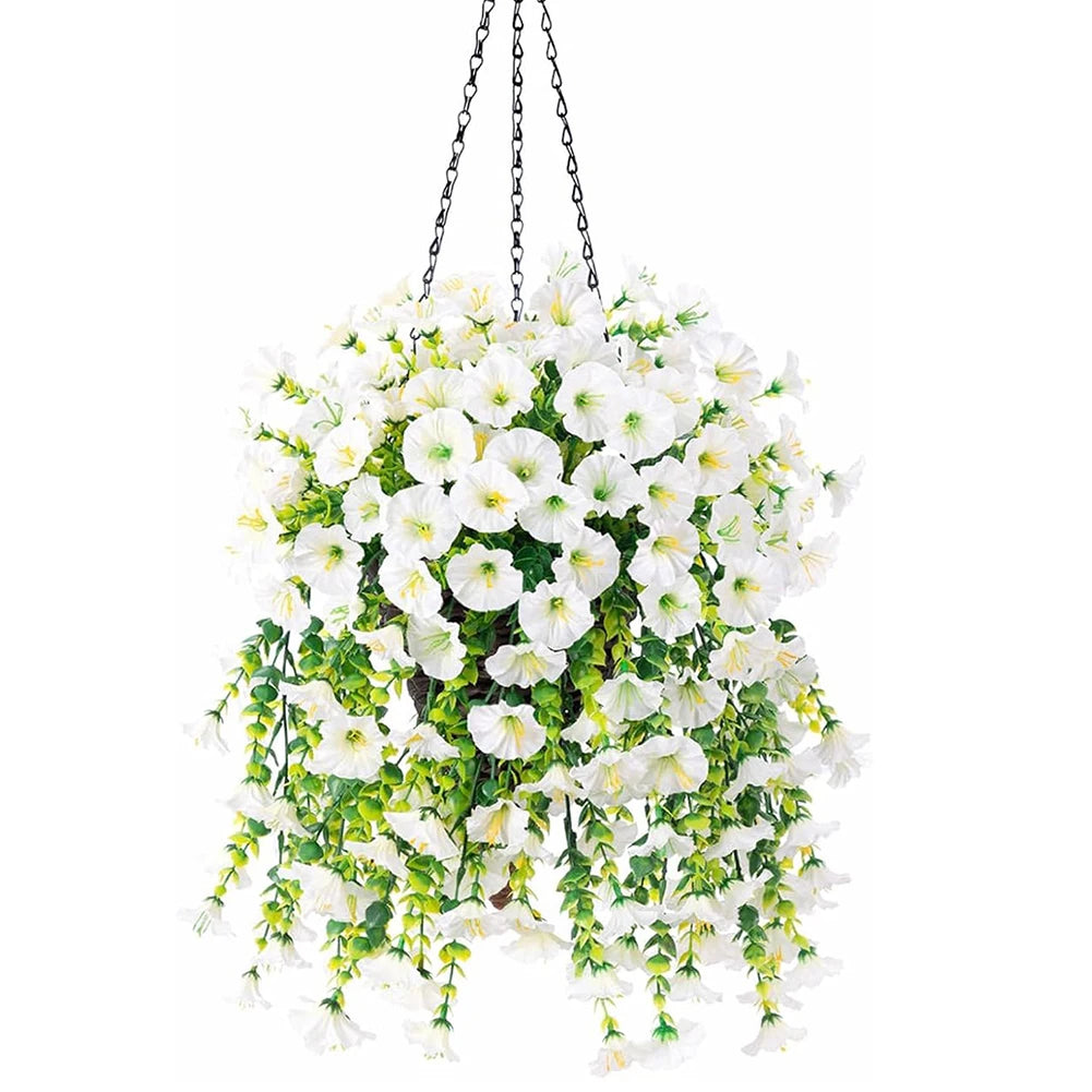 75cm Artificial Flowers Fake Morning Glory Flowers Eucalyptus Leaves Hanging Flowers For Outdoor Party Wedding Garden Decoration