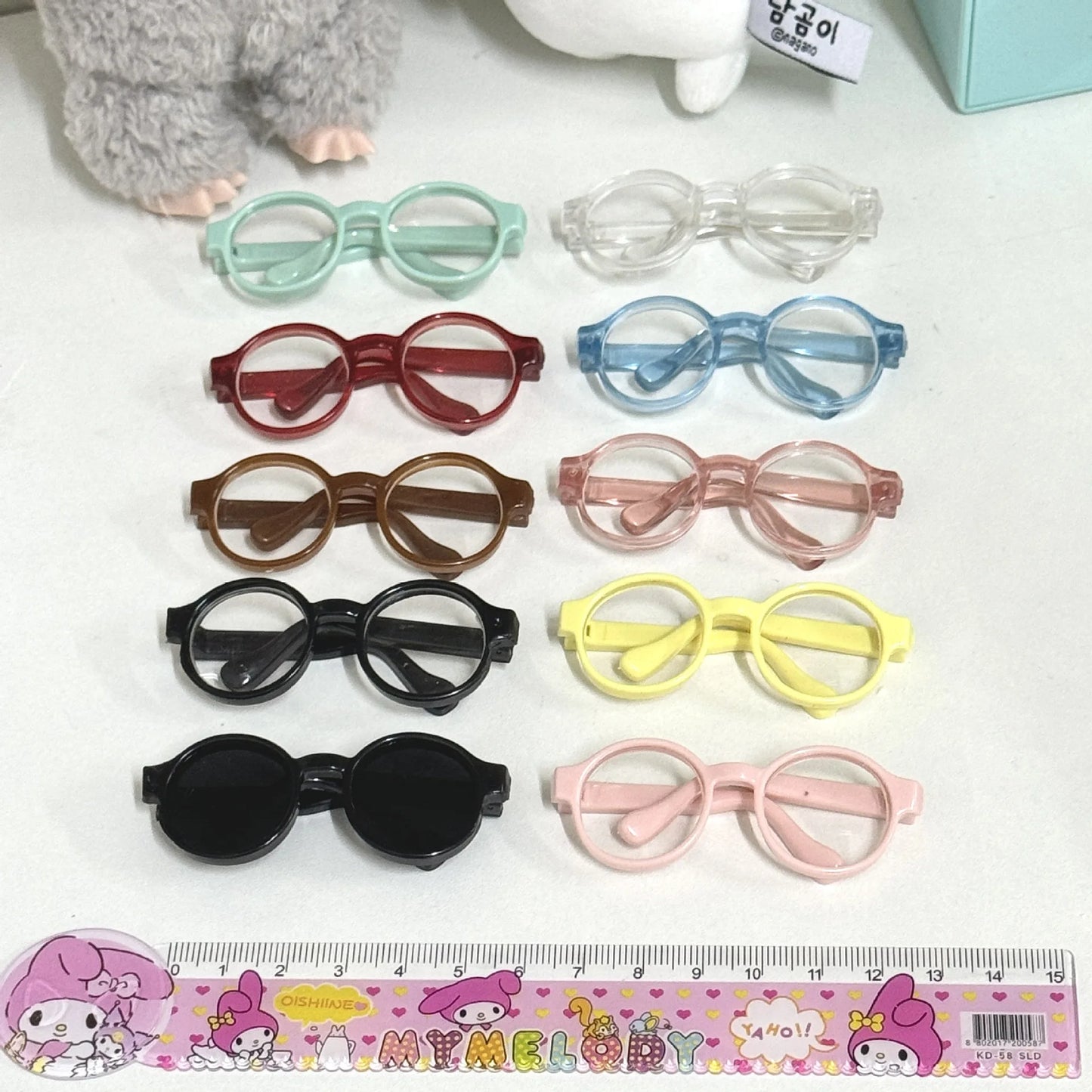Labubu 6.5cm Glasses Accessories Transparent Plastic Glasses for 15-17cm Labubu Plush Doll DIY Toys for Labubu Sunglasses ﻿