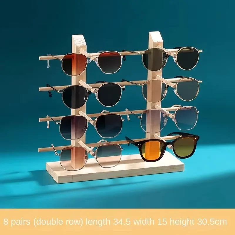 Wooden Eyeglass Storage Rack Household Sunglasses Glasses Display Rack Organizer Perforation-free Multi-functional Desktop