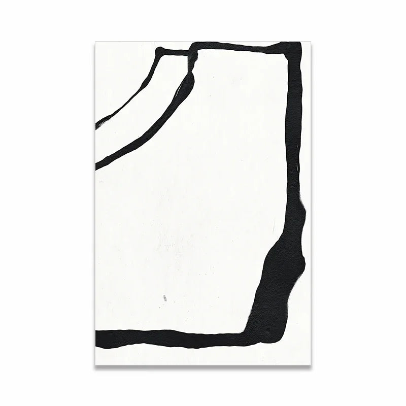Scandinavian Minimalist Wall Art Modern Black and White Abstract Oil Painting Poster Print Home Bedroom Living Room Decoration