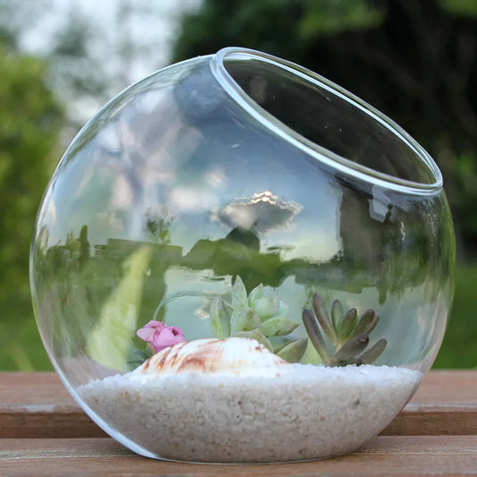 DIY Eco Bottle Micro Landscape Slanted Mouth Glass Vase Plant Container Flower Pot Hanging Round Glass Vase Garden Home Decor