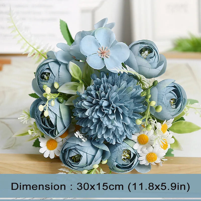 1pc Artificial Flower for Decoration with 7 Fake Flowers Faux Bouquet Arrangements for Home Bridal Wedding Party Chrysanthemum