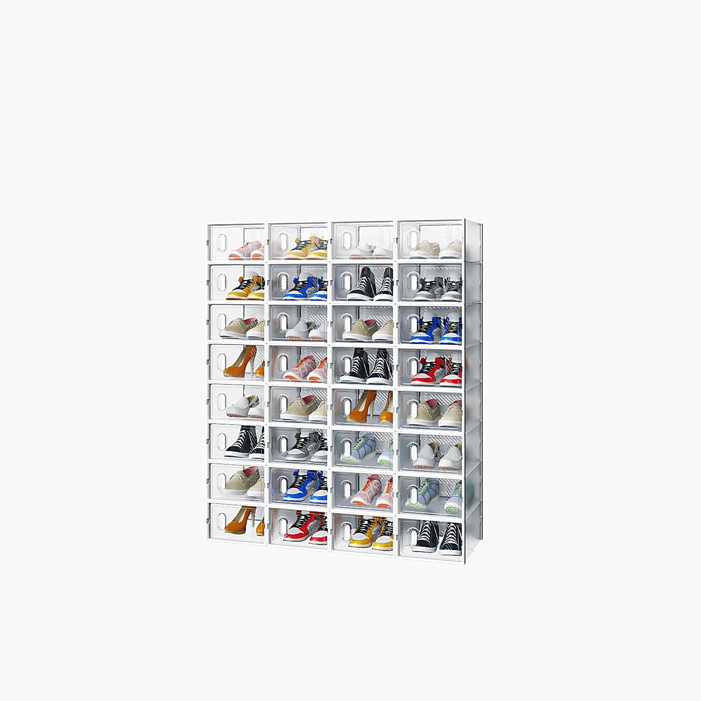 Shoe Cabinets, 32PCS 33*23*14cm, Shoe Box, Plastic Mesh, Freely Combinable Shoe Rack Organizer and Storage White