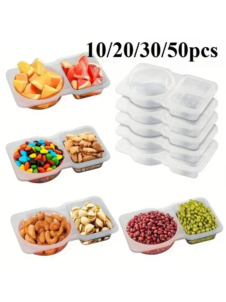 Collapsible Double Compartment Food Containers-Portable Kitchen&Picnic Essentials,Lunch Box Organizer,Transparent Storage