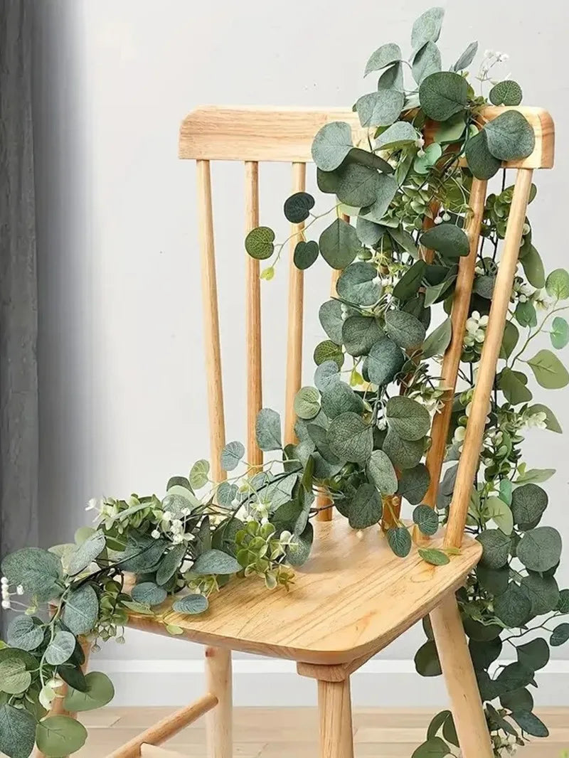 Artificial Flowers Silk Rose Gypsophila Garland Fake Eucalyptus Vine Hanging Plants for Wedding Home Party Craft Decor