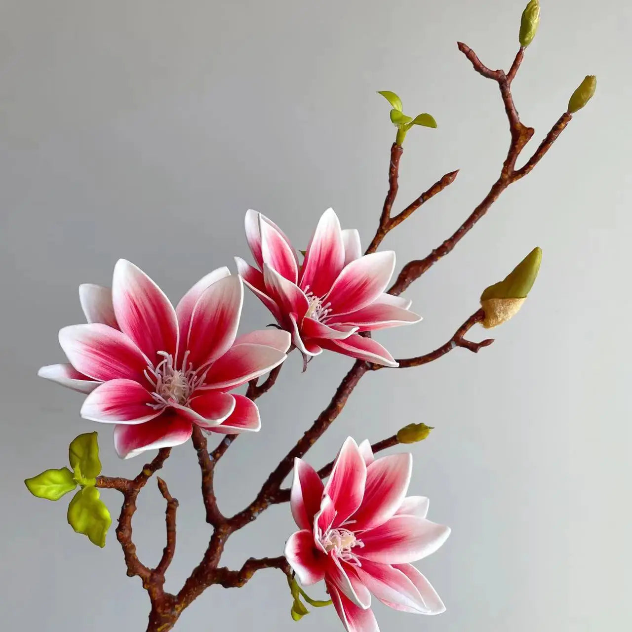 Realistic Artificial Magnolia Flower Stem Faux Gradient Lotus Flower Branch For Wedding Party Home Table Decor Room Fake Flower