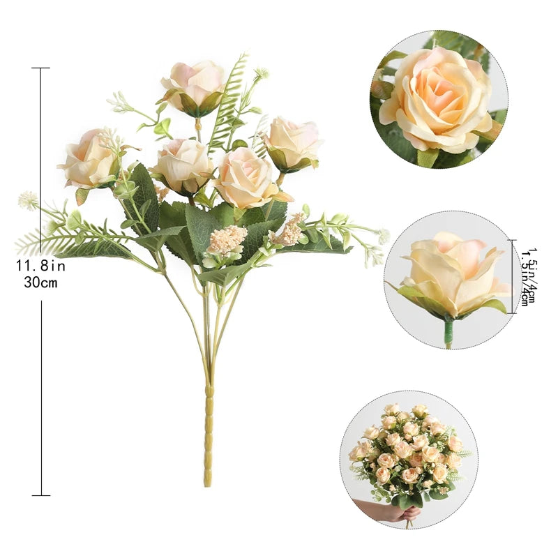 Artificial Rose Flowers Bouquet Silk Fake Flowers for Home Room Decor Garden Wedding Decoration Party Table Center DIY Ornaments