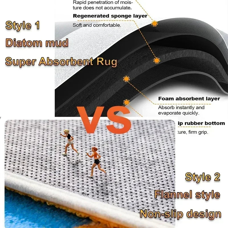 Flower Toilet Bathroom Super Absorbent Shower Floor Doormats Non Slip Entrance Rugs Diatom Mud Carpet for Home Bedroom Decor