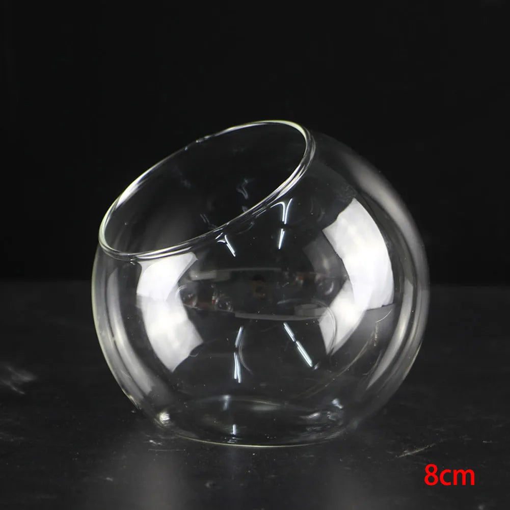 DIY Eco Bottle Micro Landscape Slanted Mouth Glass Vase Plant Container Flower Pot Hanging Round Glass Vase Garden Home Decor