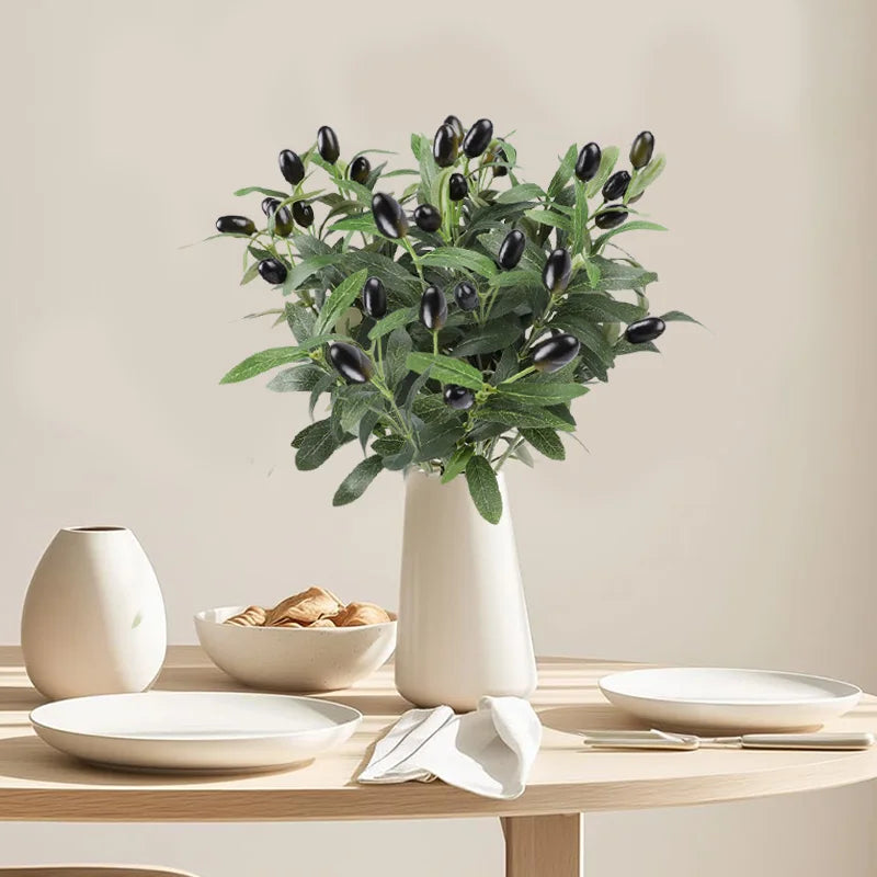 1/3/5Pcs Artificial Olive Leaves Tree Branch Green Plant with Fruit for Home Garden Vase Decoration Wedding Bouquet Silk Flowers