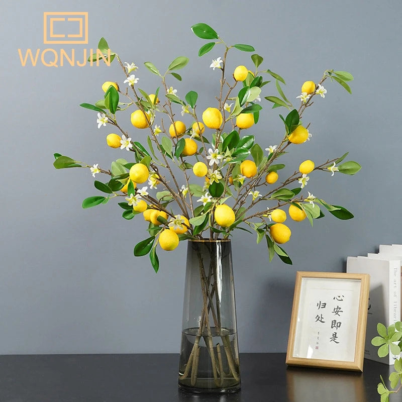 Lemon Branches With Fruit Simulation Green Plants Fresh Home Decoration Photo Props Plastic Fruit Flower Arrangement Fake Flower