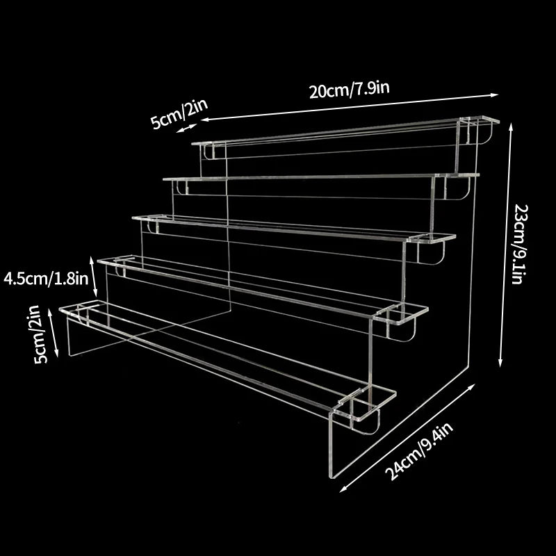 1-3 Tier Acrylic Display Stand Mini Doll Storage Rack Model Figurine Display Stand Transparent Ladder Makeup Organization Shelf