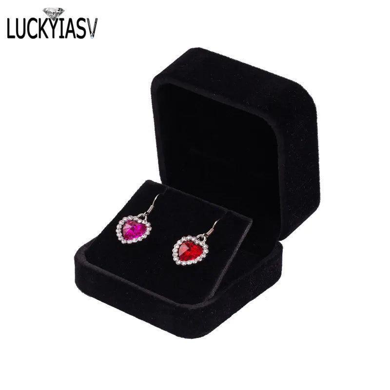 Velvet Jewelry Storage Boxes Earrings Pendant Jewelry Box Velvet Case Earrings Plastic Display Box 7*7*4cm