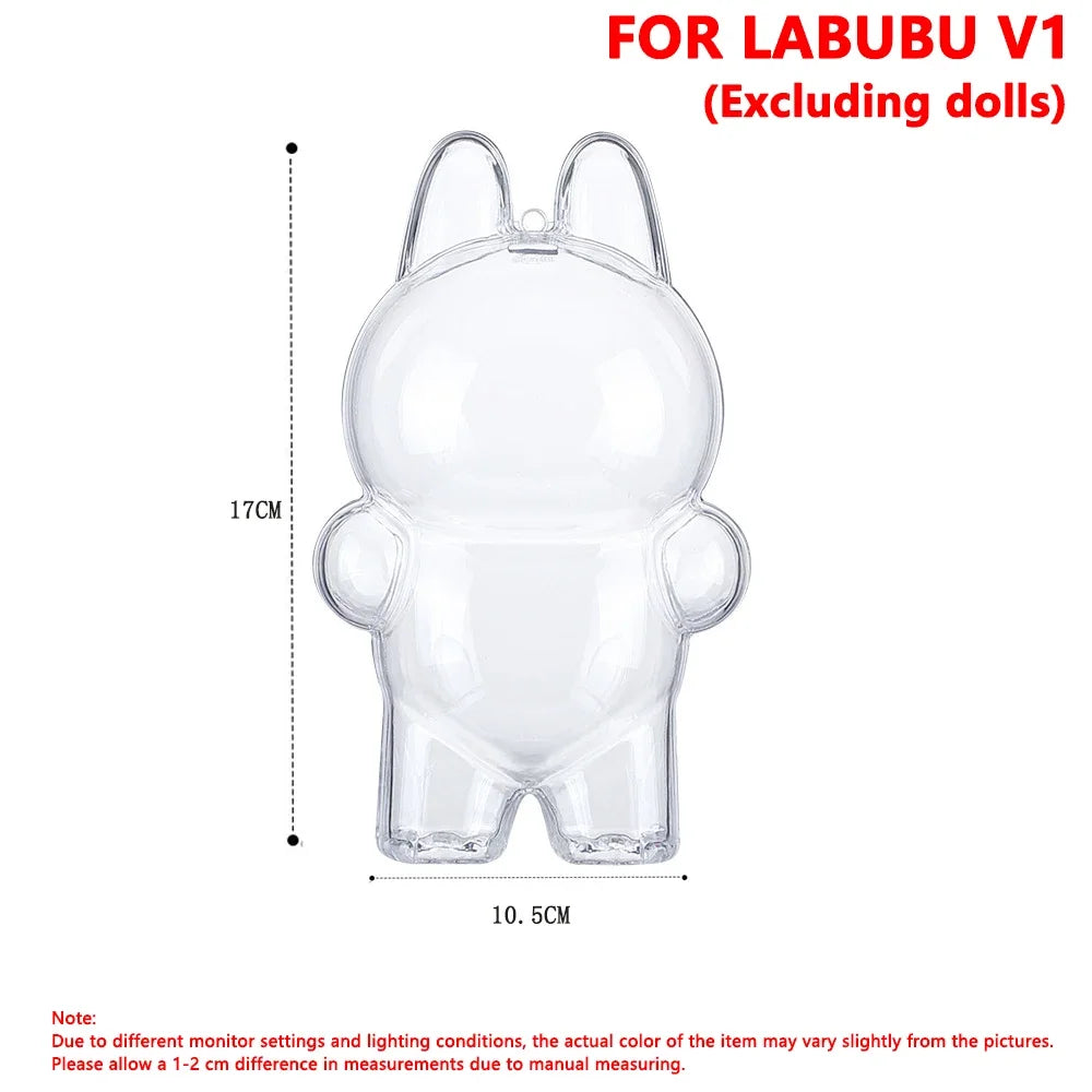 For Labubu Transparent Protective Case LABUBU Doll Protector Portable Pendant Storage Box for Labubu Clear Display Bag 1pc