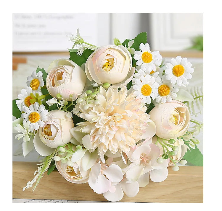 1pc Artificial Flower for Decoration with 7 Fake Flowers Faux Bouquet Arrangements for Home Bridal Wedding Party Chrysanthemum