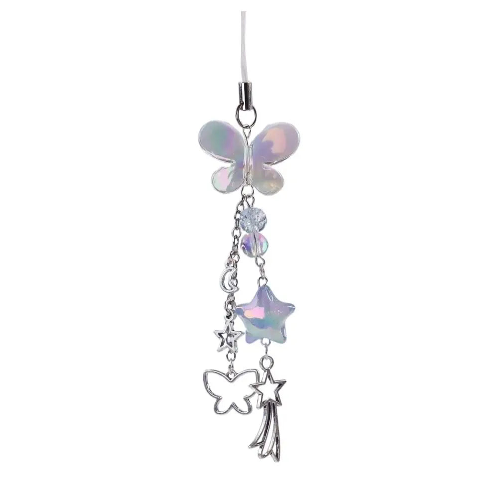 Cell Phone Rope Chain Anime Pendant Y2K Beaded Beads Chain Handmade Beads Strand Choker Pink Key Chain Phone Charm Key Chain