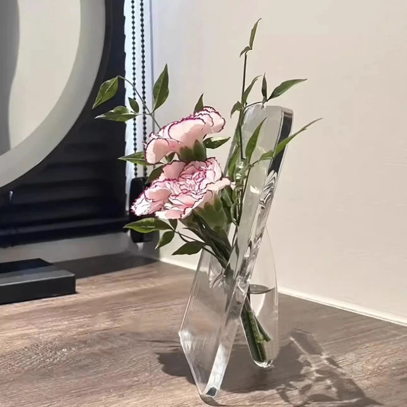 Acrylic Butterfly Frame Vase INS Modern Flower Vase Minimalist Clear Butterfly Vase Art Flower Holder Aesthetic Vase Home Decor