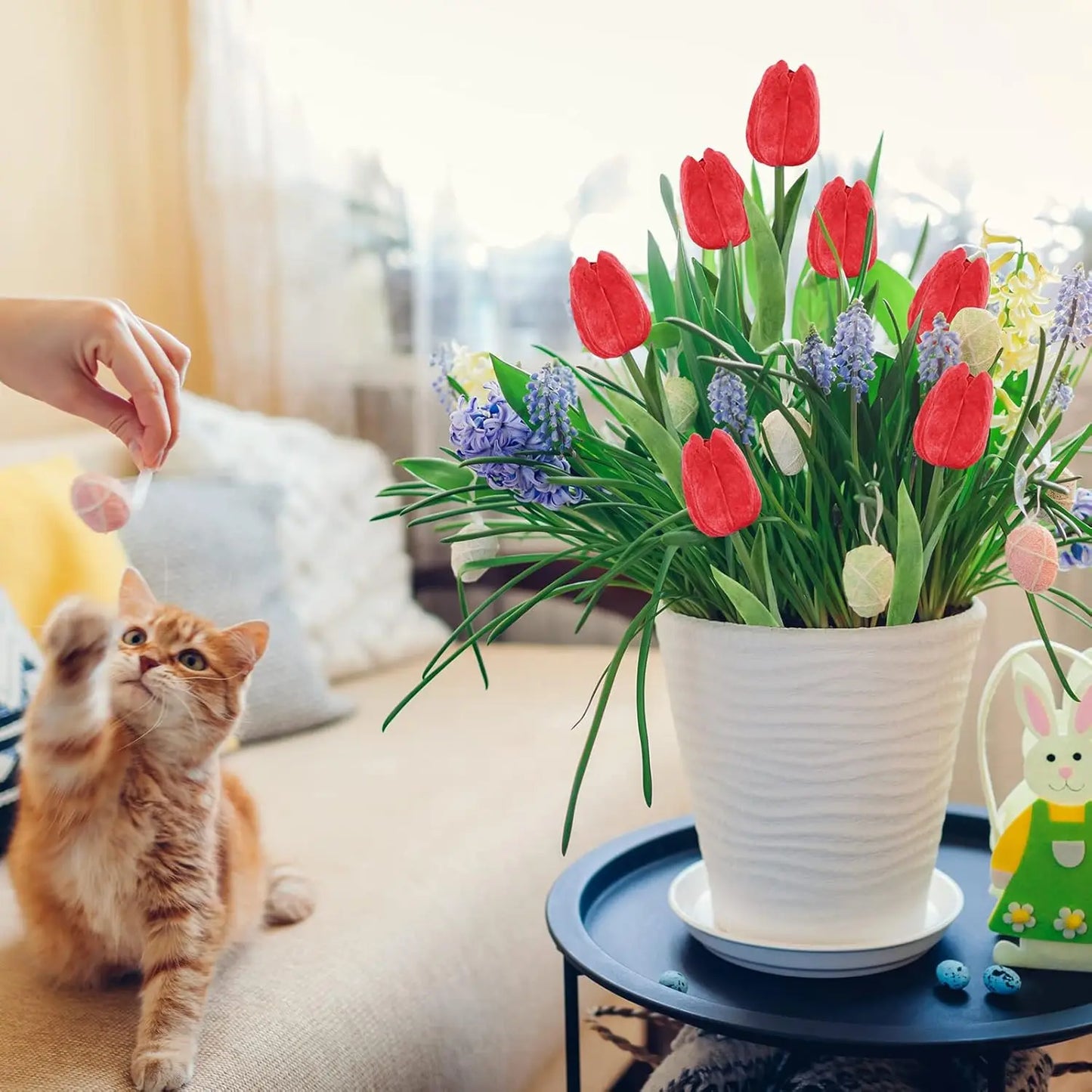 10Pcs Artificial Flowers Tulip PU Fake Flowers Bouquet Latex Real Touch Faux for Home Kitchen Wedding Ceremony Decorations