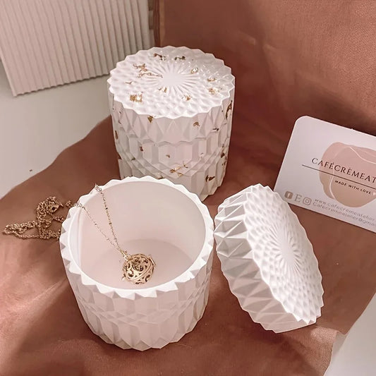 1set Silicone Mold Resin Storage Jar Jewelry Box with Lid, Round Container Jar Casting for Candle Holder DIY Resin Craft