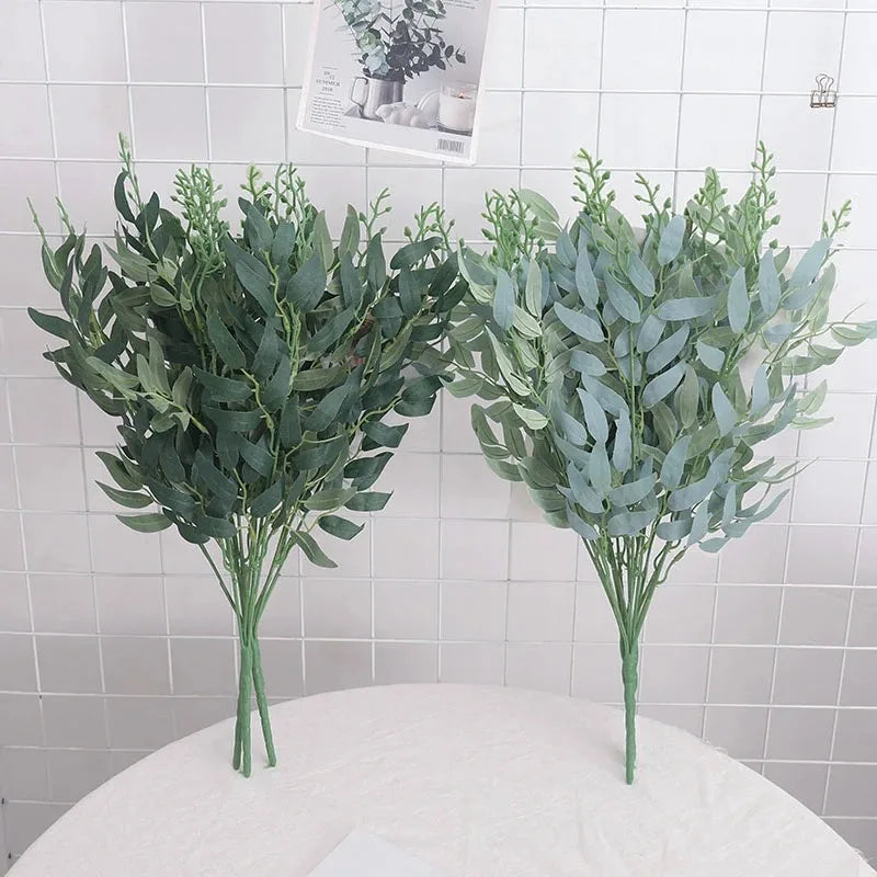Artificial Plants Leaf Green Long Branch Fake Eucalyptus Flower Arrangement Accessories Wedding Home Decoration Fake Floral