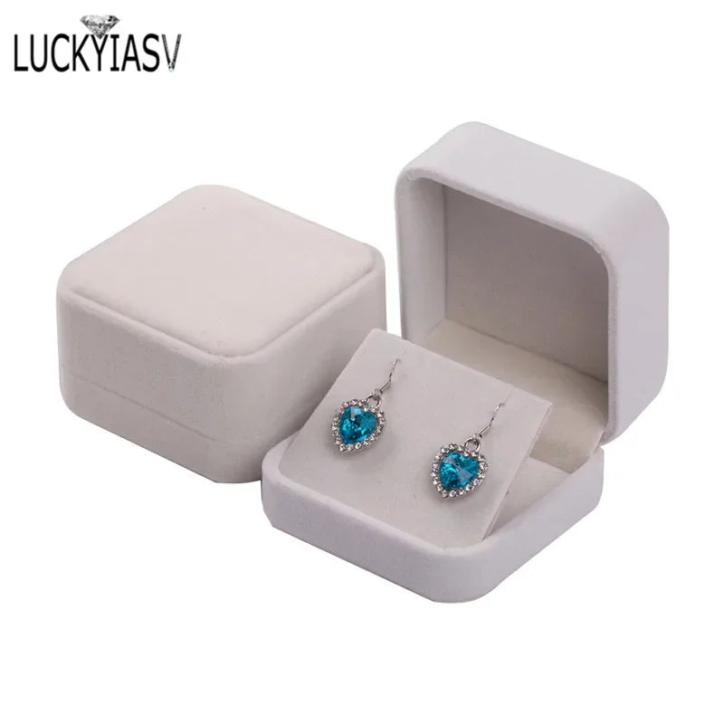 Velvet Jewelry Storage Boxes Earrings Pendant Jewelry Box Velvet Case Earrings Plastic Display Box 7*7*4cm