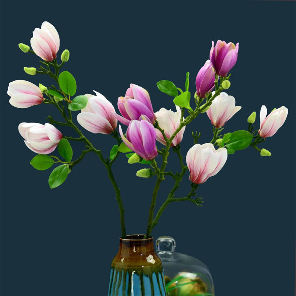 Artificial Magnolia Flower Branch For Home Living Room Decoration Fake Silk Flower Plant Wedding Party Simulation Flower Bouquet