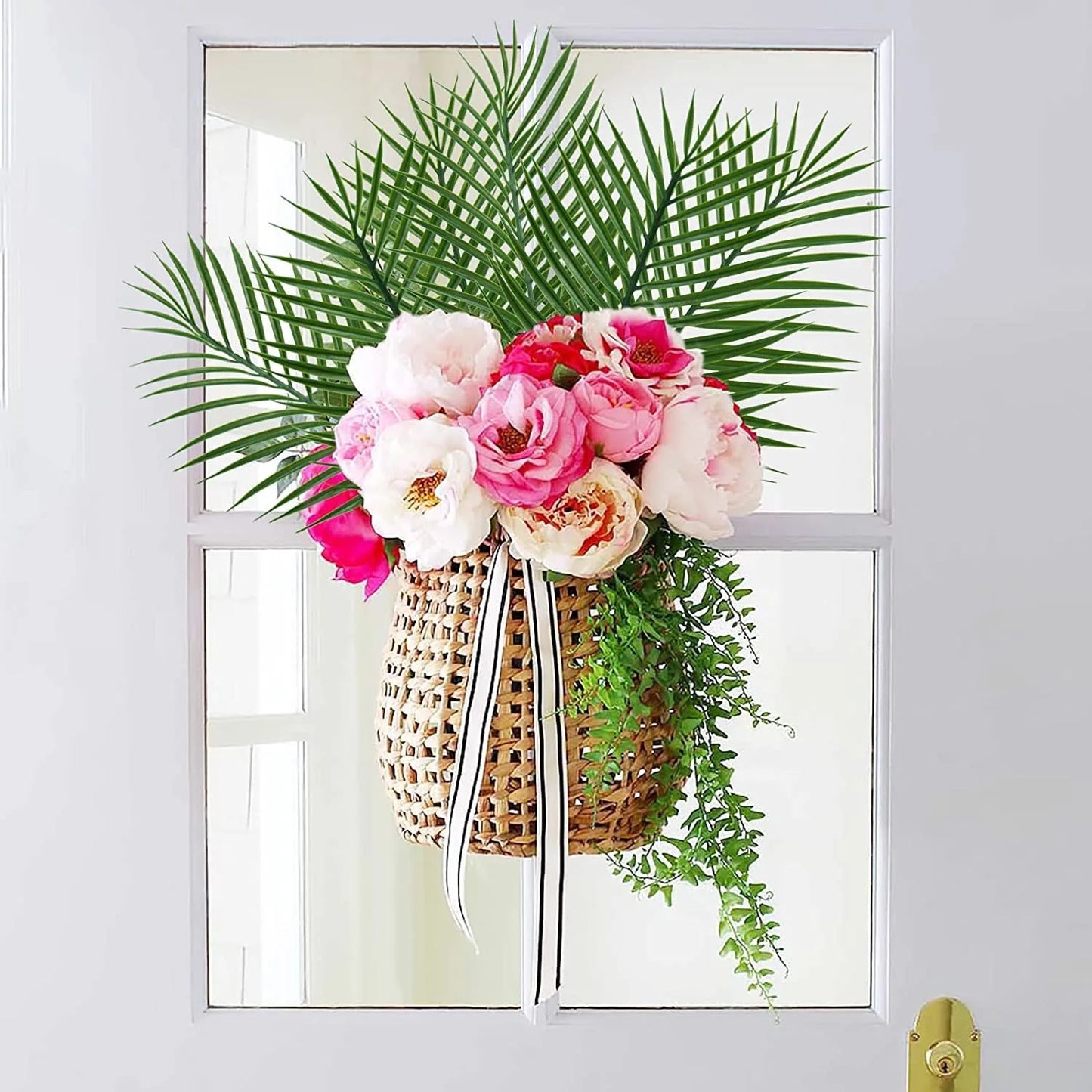 10 Pcs Artificial Plants Tropical Palm Leaves Hawaii Luau Birthday Party Wedding Decor Fake Plants for home and living room