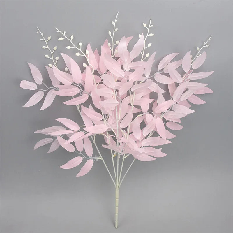 5 Branches Silk Artificial Willow Bouquet Fake Green Leaves Party Wedding Backdrop Decoration Faux Foliage Vine DIY Plant Wreath