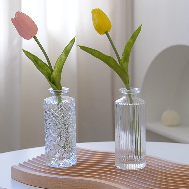 Brown Retro Glass Vase Plant Flowers Bottle Flower Arrangement Hydroponic Terrarium Desktop Vase Creative Home Decor Flower Pot