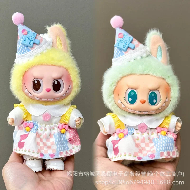 Labubu high imitation big baby clothes 17cm vinyl doll pendant plush toy clothes suit skirt
