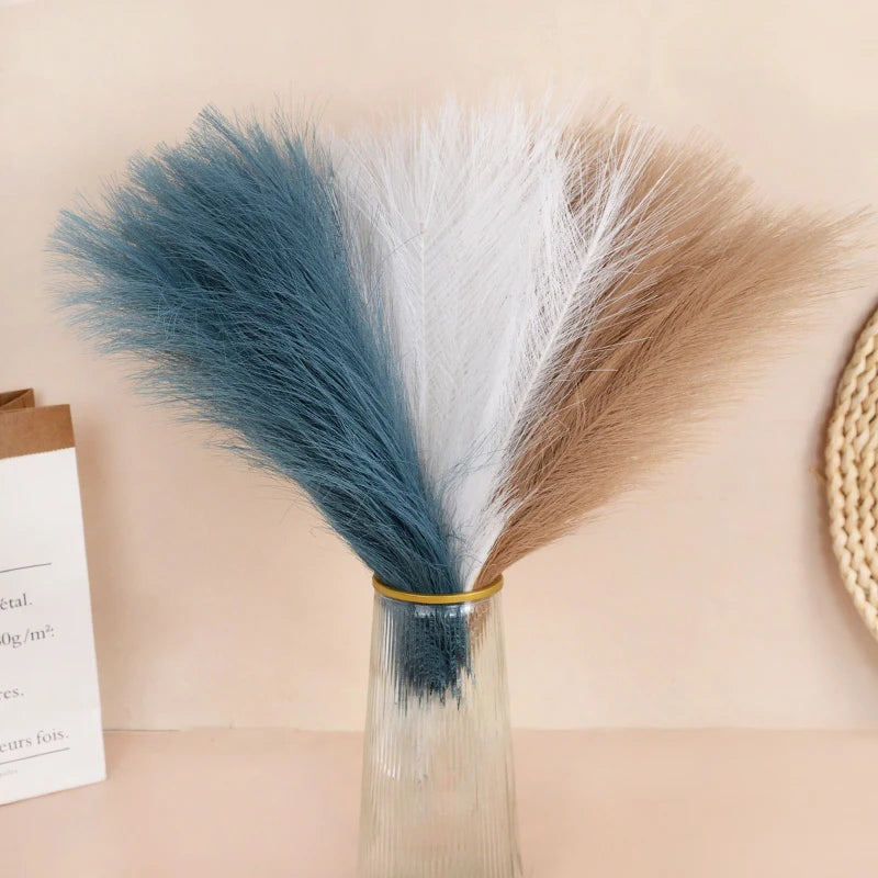 15/30Pcs Artificial Pampas Grass Bouquet Home Living Room Wedding Party Decoration Fake Plant 43cm Dried Flower Reed DIY Vase