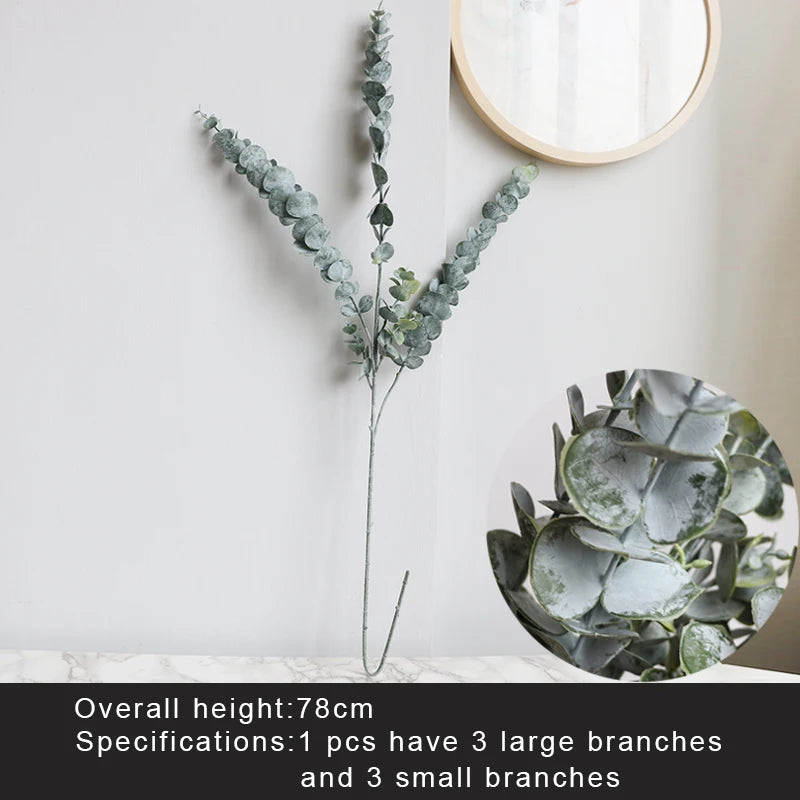 Real touch artificial eucalyptus branch leaf plants long leaf fake plants home decor dried artificial flowers wedding decoration