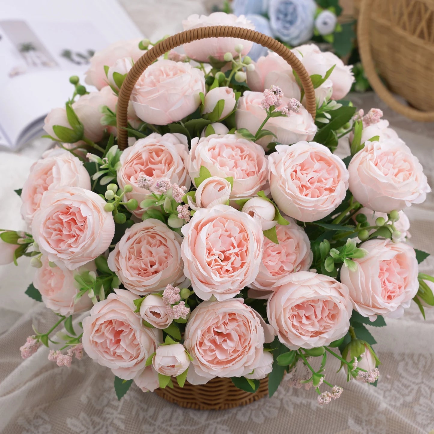 1pc Artificial Flower for Decoration Fake Flowers Silk Peony Faux Bouquet Plastic Arrangements for Home Bridal Wedding Party