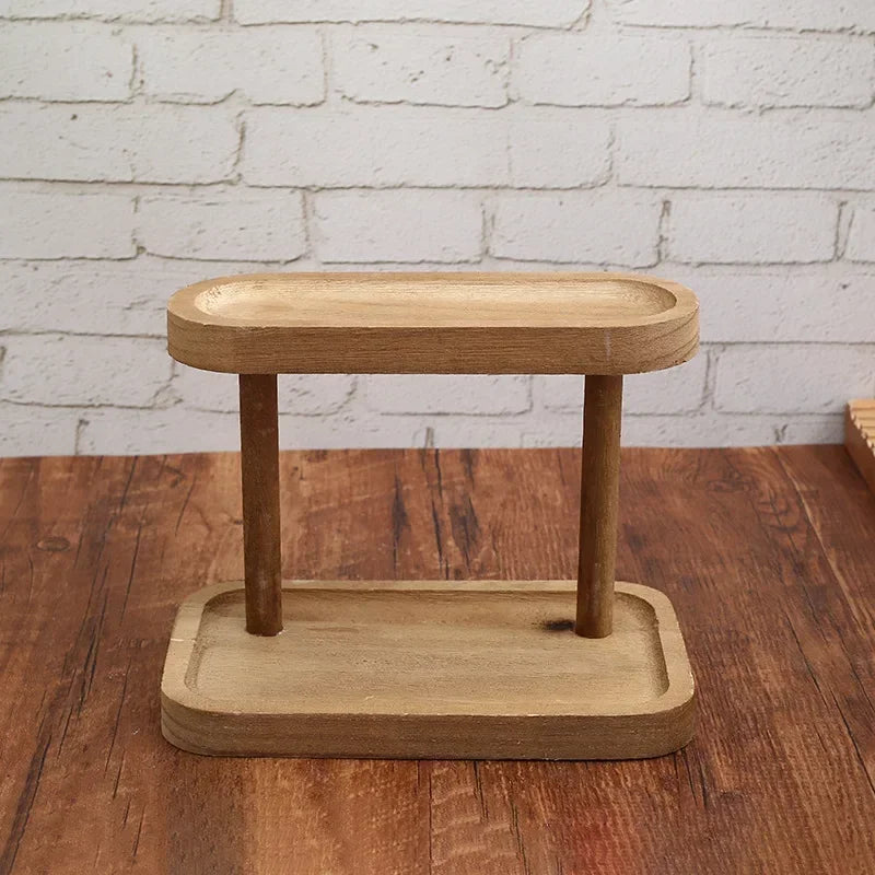 1PC Wooden Storage Shelf 2-Tiers Desktop Organizer Shelves Desk Display Rack Desktop Dressing Table Cosmetics Storage Rack Hot