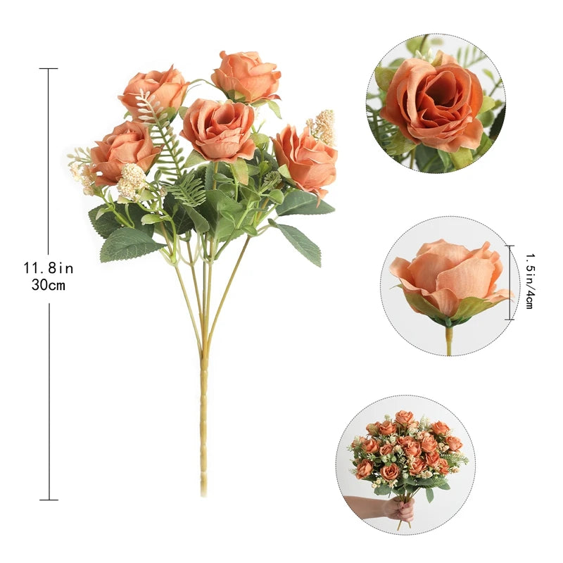 Artificial Rose Flowers Bouquet Silk Fake Flowers for Home Room Decor Garden Wedding Decoration Party Table Center DIY Ornaments