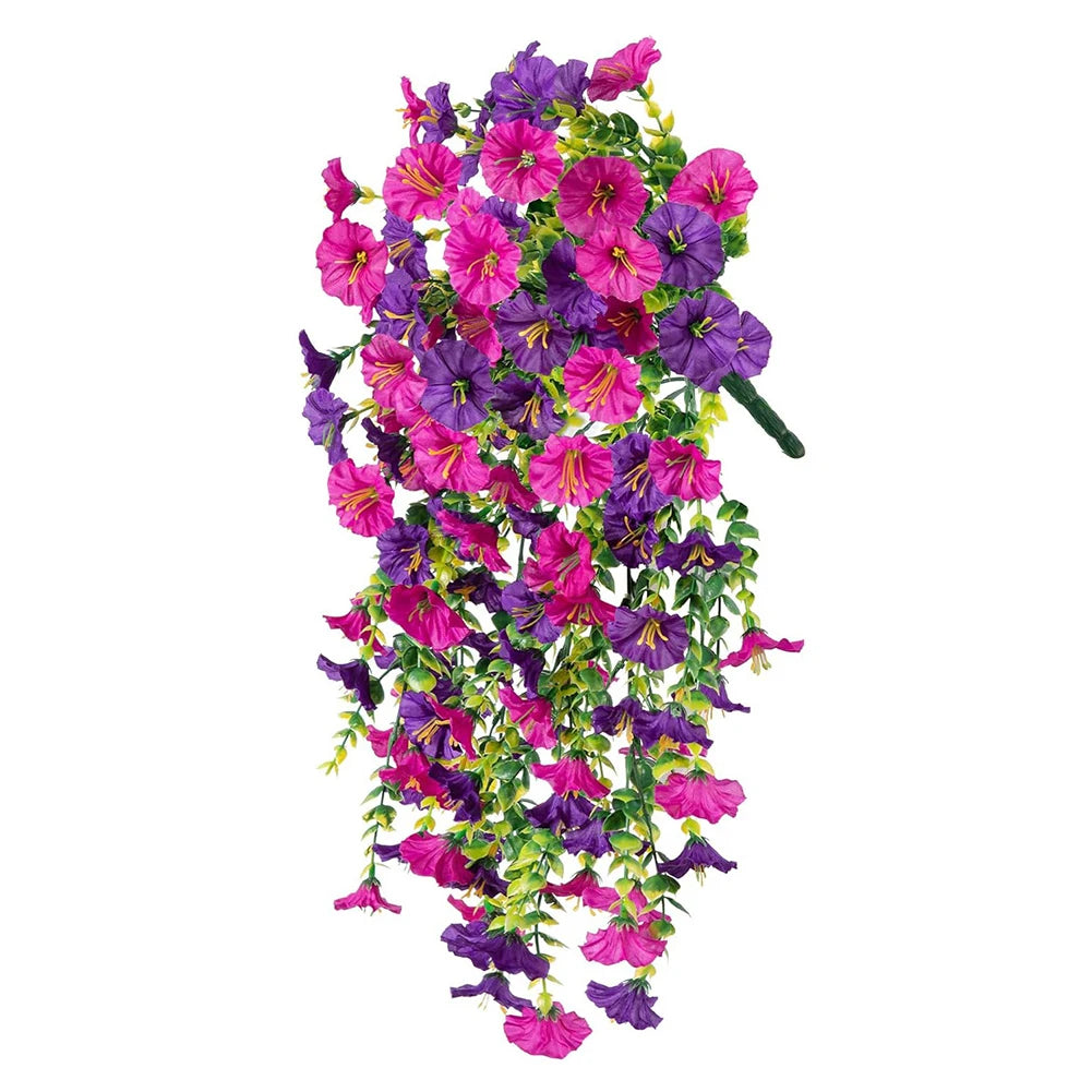 75cm Artificial Flowers Fake Morning Glory Flowers Eucalyptus Leaves Hanging Flowers For Outdoor Party Wedding Garden Decoration
