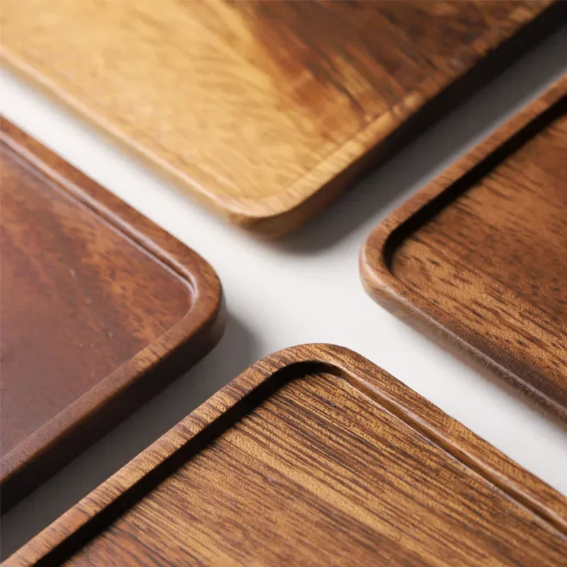 Natural Wooden Tray Serving Table Tray Table Plate Snacks Food Storage Dish Sushi Plate for Hotel Home Serving Tray