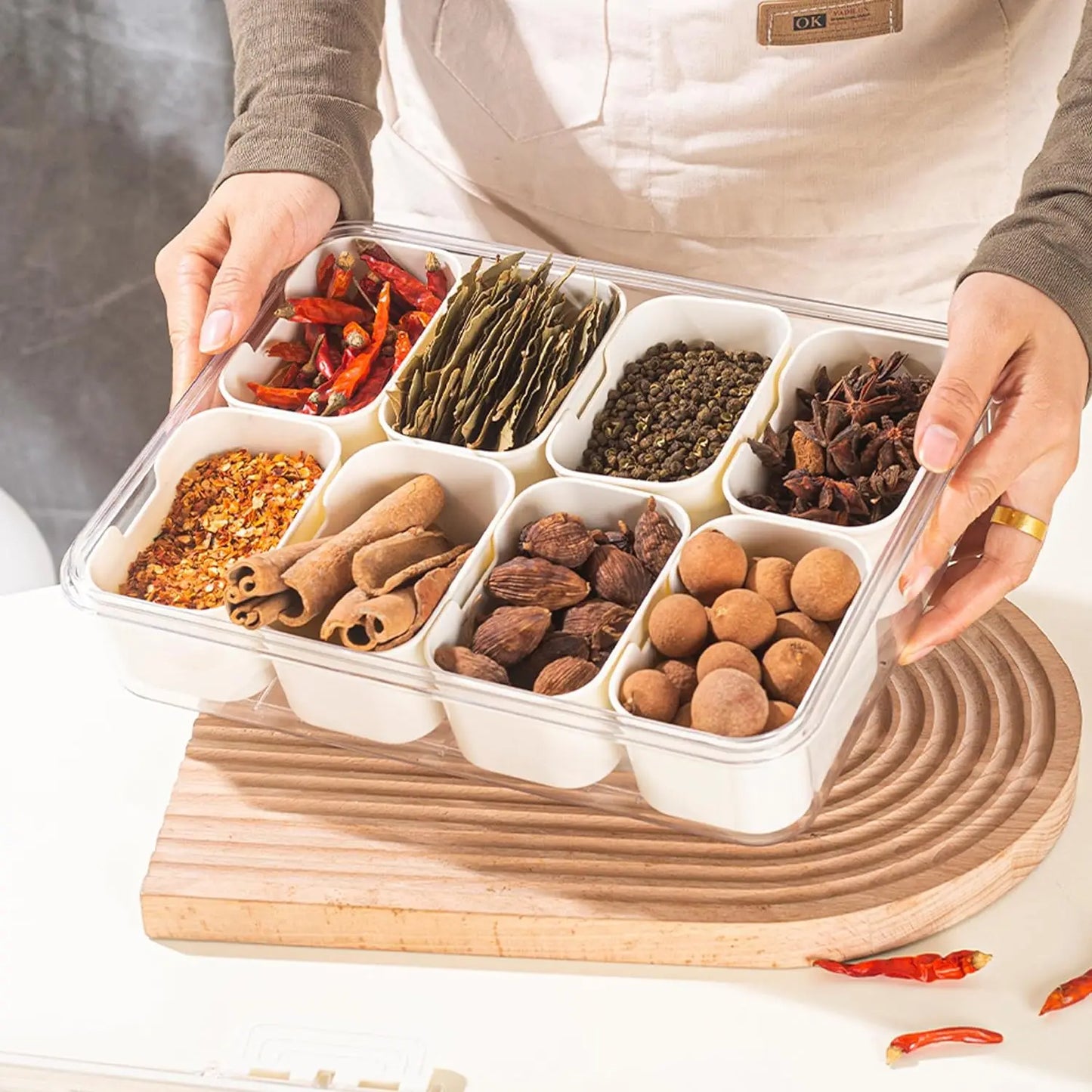 Kitchen Seasoning Storage Box Spice Box Integrated Multi Grid Storage Sealed Tank Moisture-Proof Salt Tank Kitchen Supplies 2025