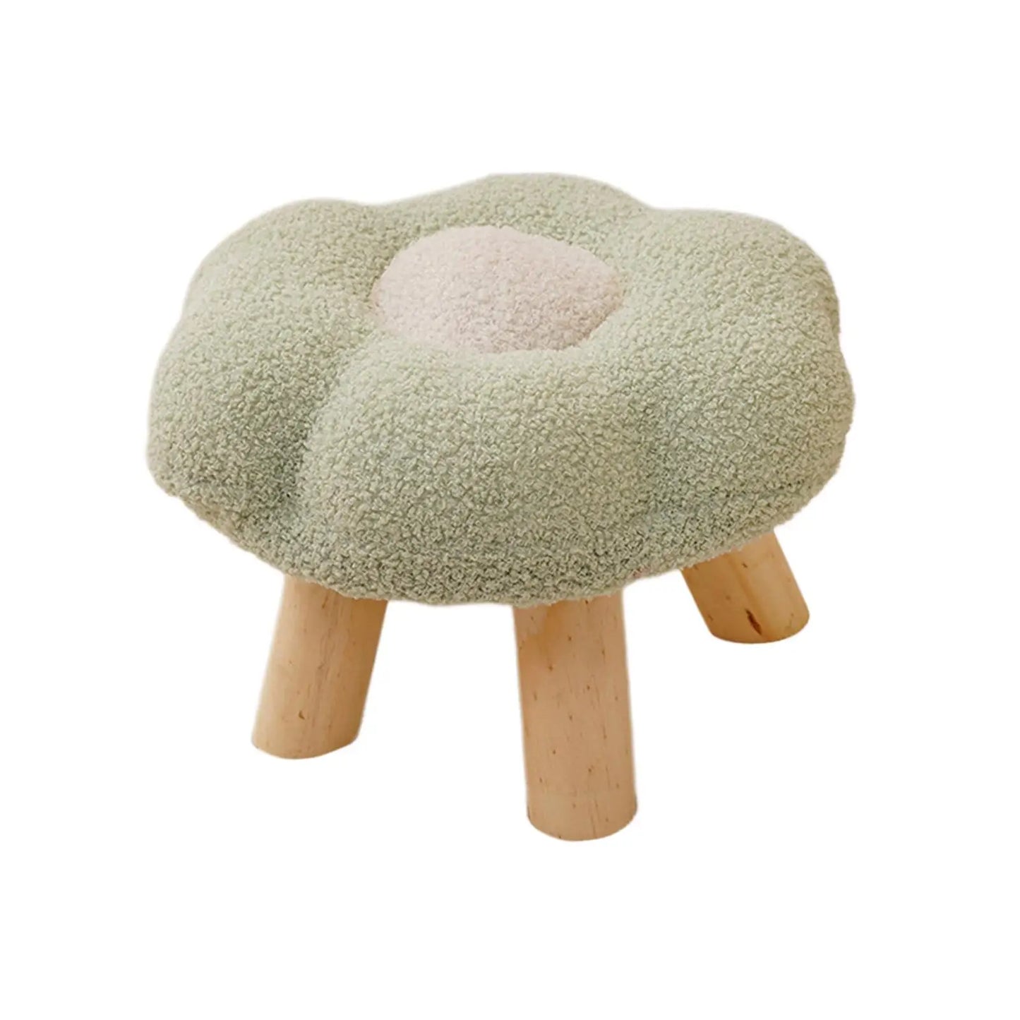 Wooden Small Foot Stool Non Slip Foot Rest Under Desk Footrest Ottoman Soft Stool for Playroom Apartment Porch Bedroom