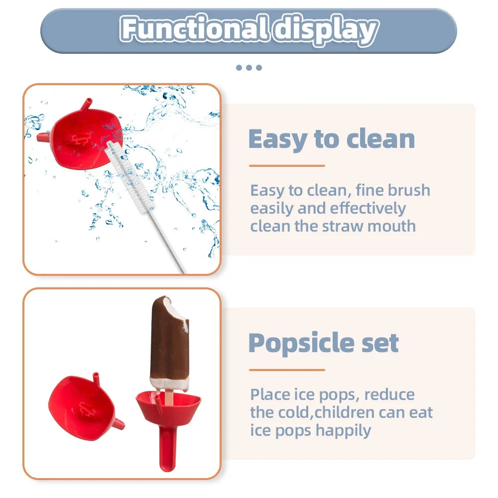 New Drip-Proof Popsicle Rack Drip Free Ice Holder No Mess Free Frozen Treats Rack Popsicle Holder with Straw For Kids Ice Cream